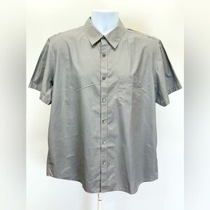 CALVIN KLEIN Gray micro geometric pattern short sleeve button down shirt size L